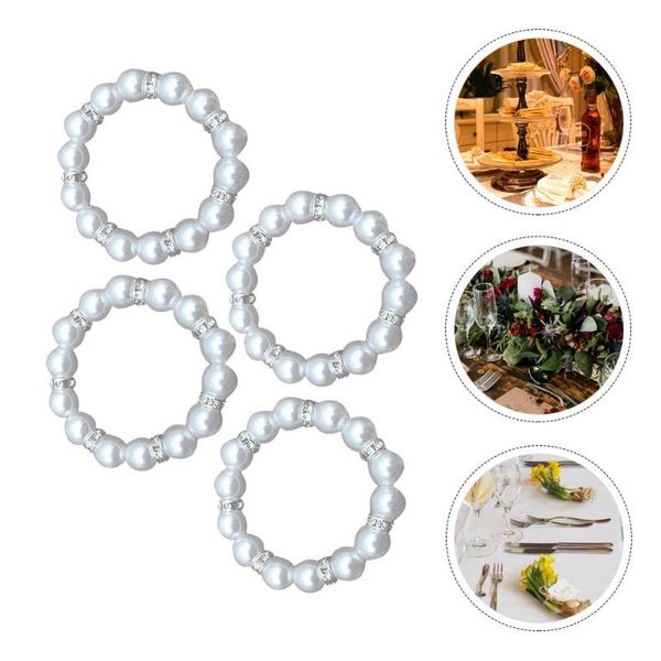 

4pcs simulated pearl napkin buckle delicate ring decorative clasps rings