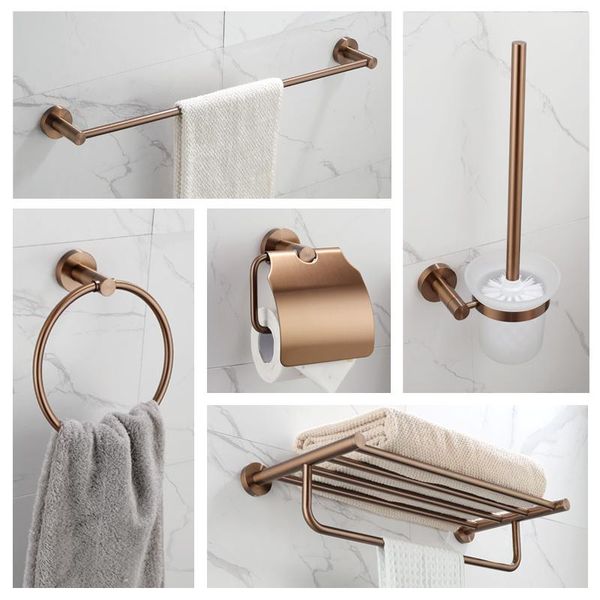 

bath accessory set nordic brushed rose gold towel rack bathroom hardware accessories paper holder toilet brush glass cup corner shelf