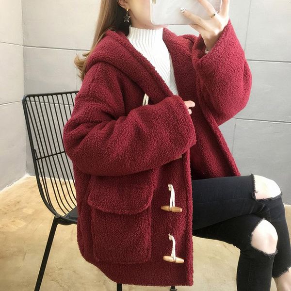 

women's jackets woman jacket 2021 female tide hooded thickening fleece autumn winter coat clothing women wbxc67, Black;brown