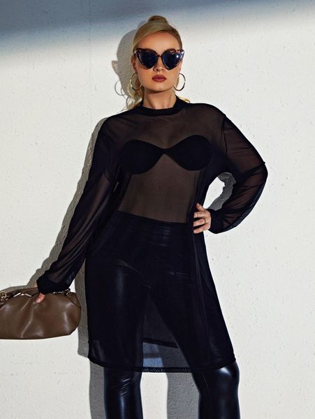 

plus 1pc see through mesh f7ie#, Black