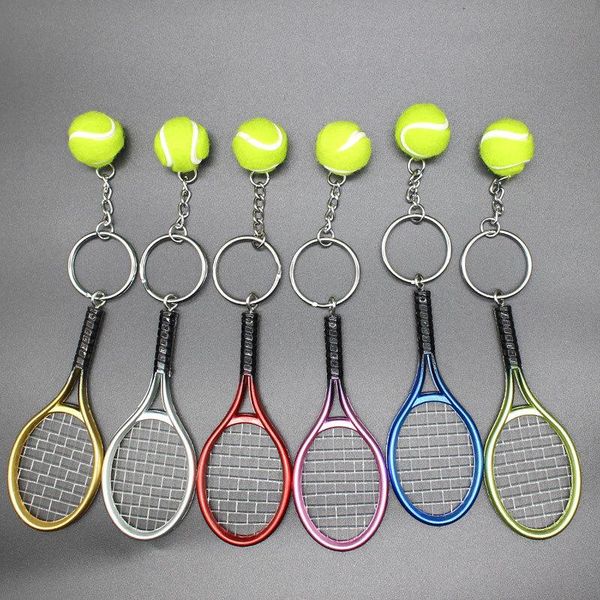 

rainbery mini tennis racket pendant keychain keyring key chain ring finder holer accessories for lover's day gifts dz0293 keychains, Silver