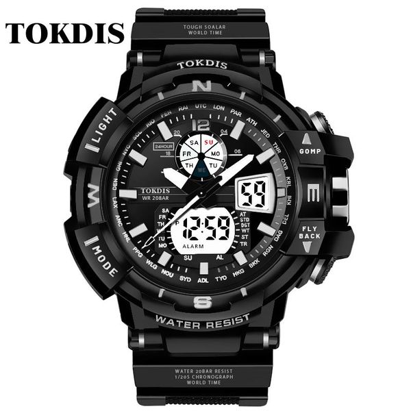 

wristwatches tokdis 2021 luxus marke herren uhr outdoor-sport wasserdichte uhren dual display quarz gummi digitale relogio masculino, Slivery;brown