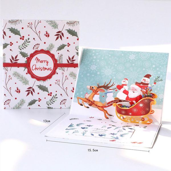 

greeting cards 2pcs santa sleigh popup christmas card handmade 3d for holiday gift hfing