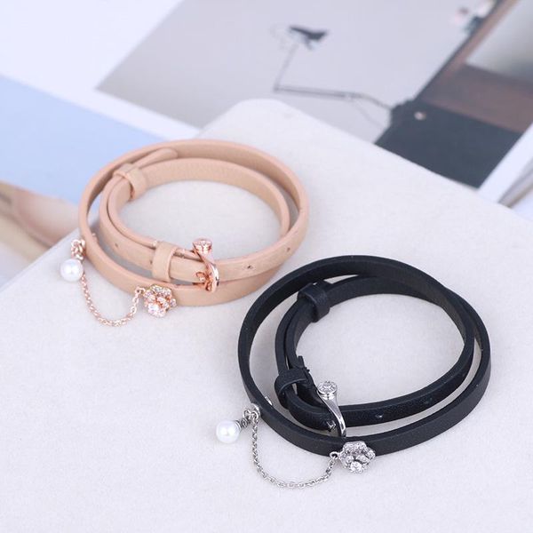 

chokers european and american-style leather rose pearl necklace bracelet, Golden;silver