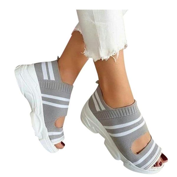 

women shoes platform sandals straw thick bottom ladies peep toe beach flat belt buckle summer woman, Black