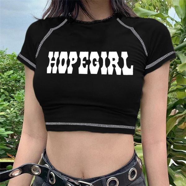 

vintage letter print crop women casual short sleeve cotton pullover tees summer slim streetwear t-shirt woman y2k, White