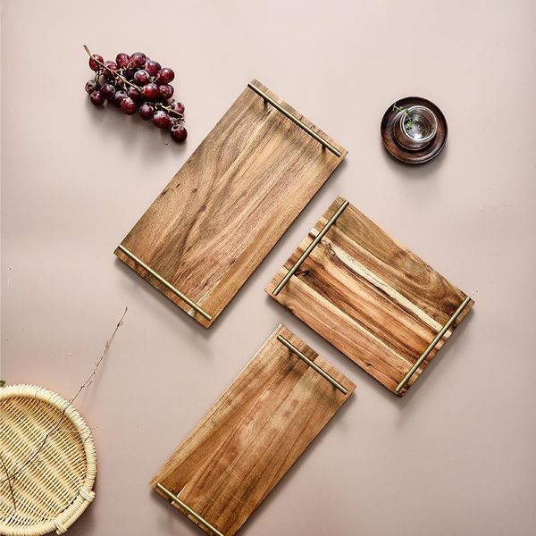 

kitchen storage & organization style wooden tray natural acacia wood binaural sushi steak plate dessert pizza rectangular restaurant set