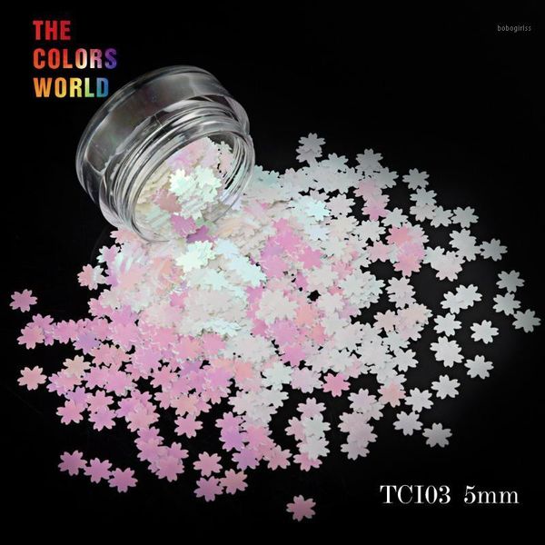 

tct-051 sakura cherry blossom shape 12 pearlescent iridescent colors 5mm size glitter nail art decoration makeup facepaint diy1, Silver;gold