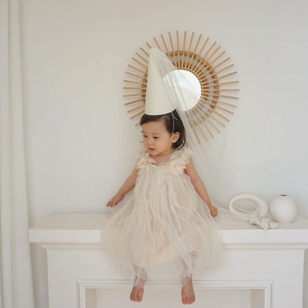 

2020 summer new childrens yarn dress baby farts baby crawl suit baby girl dress newborn clothes, Blue