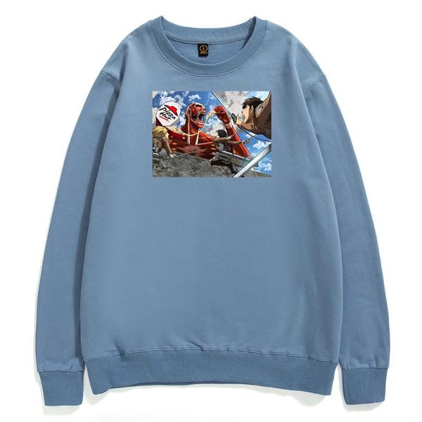 

men's hoodies & sweatshirts cartoon titan eat pizza graphic hoodie attack on pullover mens harajuku japan anime men fashion street clot, Black