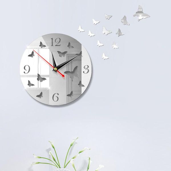 

home decoration background removable living room battery operated bedroom wall clock art modern acrylic mirror silent 3d sticker clocks