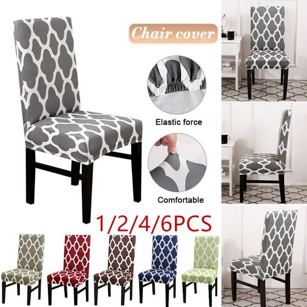 

1/2/4/6pcs christmas chair cover geometric printed seat covers elastic floral print for wedding party home dining room