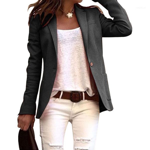 

ly women elegant business coat slim suit solid color long sleeve jackets1, White;black