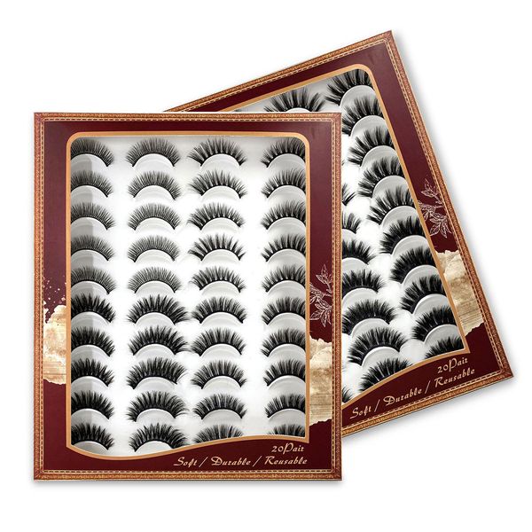 

20 pairs per pack 3d faux mink eyelashes natural long fake lashes eyelash extension make up tools wholesale vendors