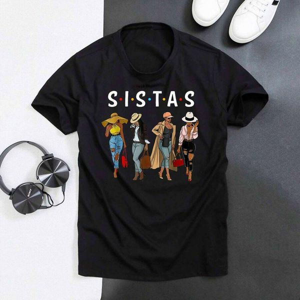 

sistas afro women together women tshirt women birthday tee t-shirt, White;black