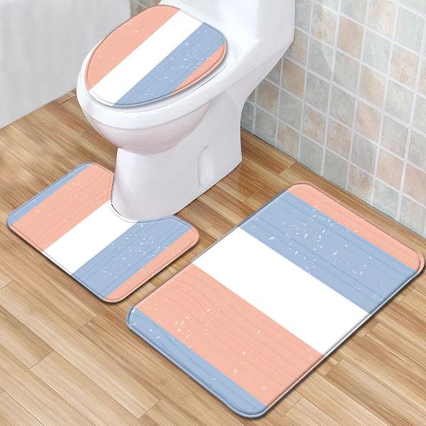 

bath mats striped checkered geometric pattern bathroom rug set toilet mat carpet healing the tree hole door
