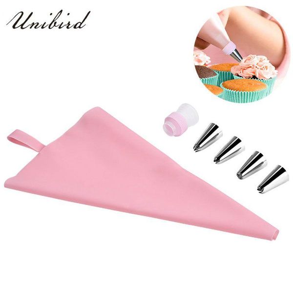 

baking & pastry tools unibird 6pcs/set stainless steel nozzle set with silicone bag kitchen diy icing piping cream fondant cake decorating t