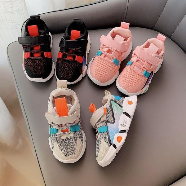 

athletic & outdoor 2021 autumn children casual shoes fashion girls boys sport running breathable child sneakers 21-30, Black