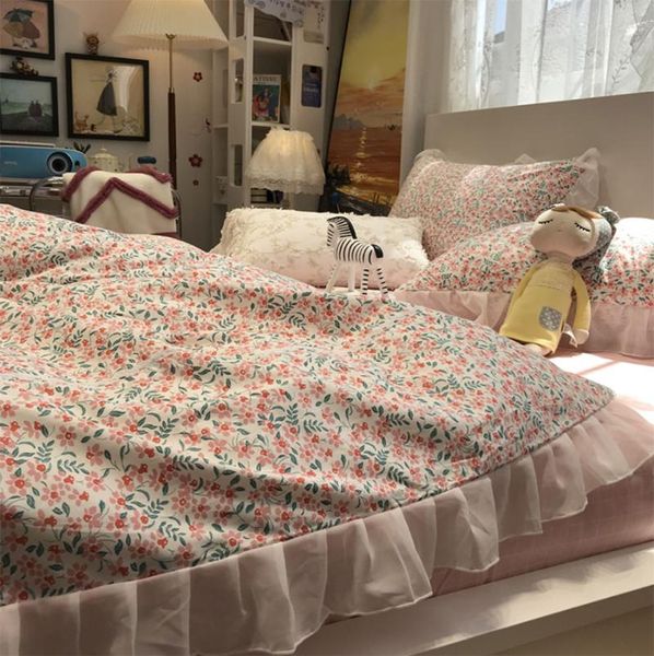 

bedding sets fairyfair pastiral flower set single double,cotton twin full  king home textile bed sheet pillow case quilt cover