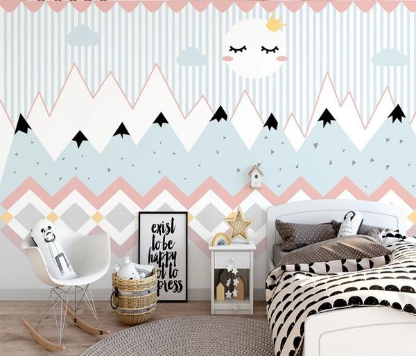 

wallpapers ainyoousem small fresh geometric children's room background wall papier peint papel de parede wallpaper 3d stickers