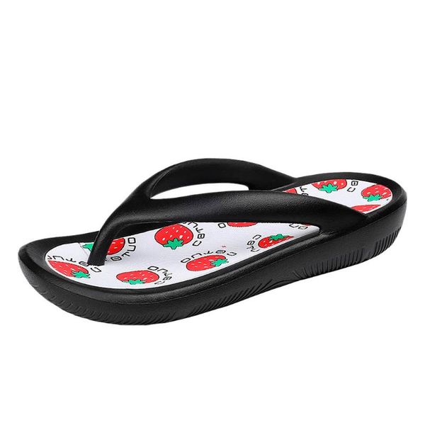 

slippers 2021 summer women cute fruit flip-flops open toe clear outdoor beach slides leisure printed, Black