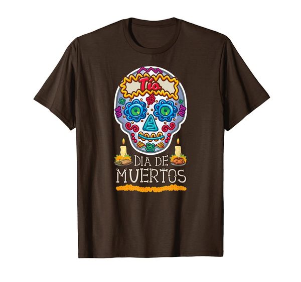 

dia de los muertos calavera de azucar tio t-shirt, White;black
