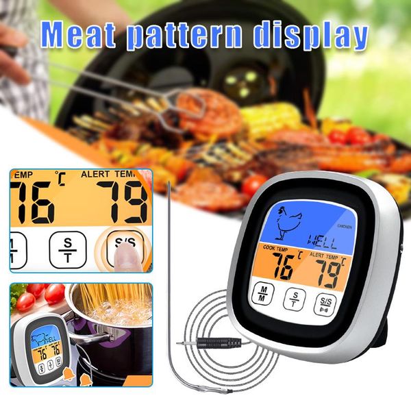 

tools & accessories lcd digital cooking food oven kitchen bbq grill clock timer with waterproof probe touchscreen barbecue