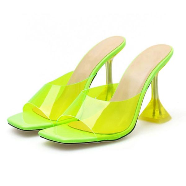 

slippers rimocy pvc high heels women summer open toe transparent jelly shoes sandals woman ladies crystal slides, Black