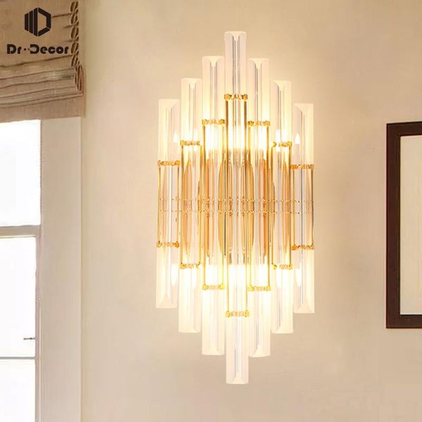 

wall lamps nordic luxury copper crystal led home decor sconces bedroom light fixture bedside living room el aisle lights