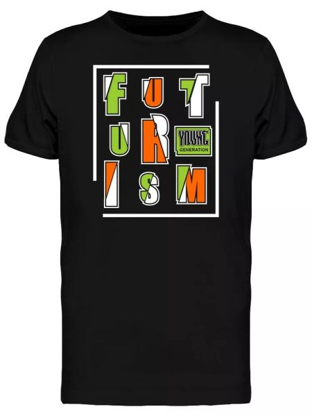 

Futurism Typography Graphic Men's Tee -Image by Shutterstock, White;black