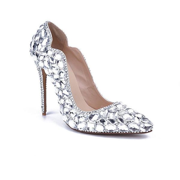

dress shoes women pumps wedding fashion spring rhinestone .5cm thin high heels bling party banquet, Black