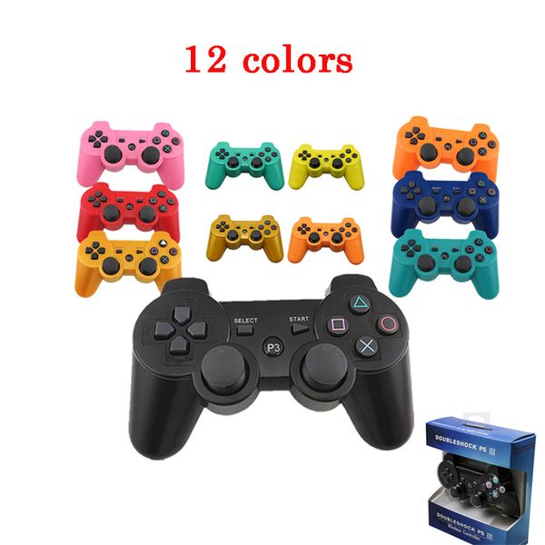 Controlador de jogo sem fio Bluetooth para PS3 Dual Vibration Joystick Gamepad Double Shock Playstation com caixa de varejo Portable Video Games Palyer