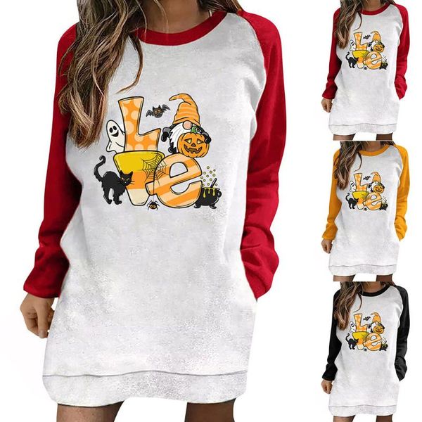 

women's hoodies & sweatshirts women halloween pumpkin print long sleeve warm pullover jumper for theme, Black