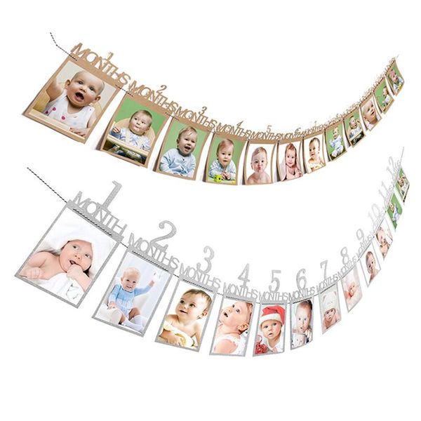 

party decoration number frame kids birthday gift decorations 1-12 month baby po holder banner monthly wall folder