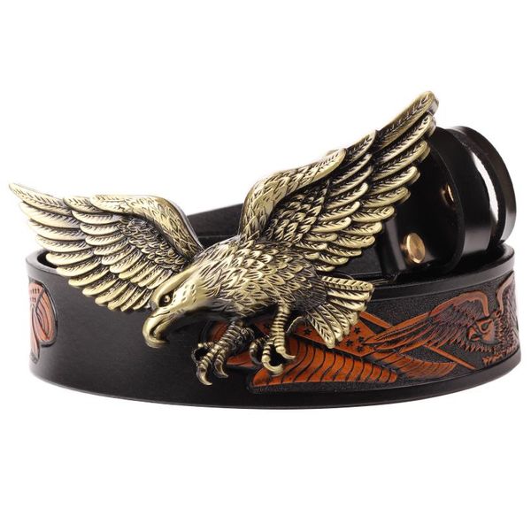 

eagle buckle young man leisure belt fashion belts, Black;brown