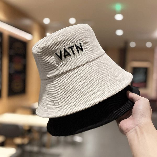 

designer corduroy letter embroidered fisherman's hat with big eaves, Yellow