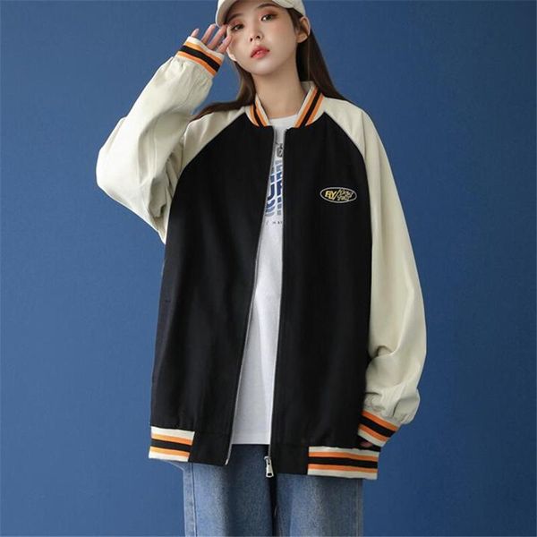 

women's jackets 2021 spring autumn fashion loose large size stand-up collar long-sleeved baseball uniform jacket trend h143, Black;brown