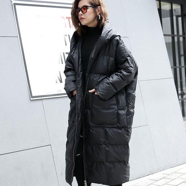 

Women's Down & Parkas [EAM] Winter Hooded Long Sleeve Solid Color Black Cotton-padded Warm Loose Big Size Jacket Women parkas Fashion J