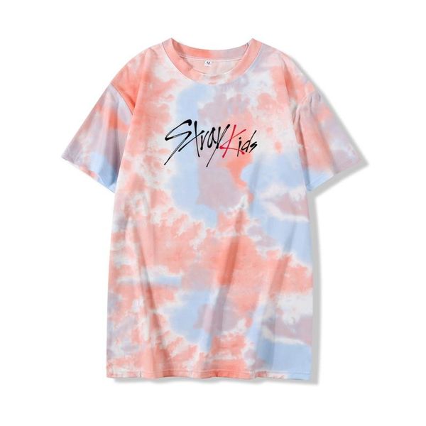 

women's t-shirt summer japanese korean casual college harajuku style streetwear stray kids printing letter pattern fashion women tie dy, White