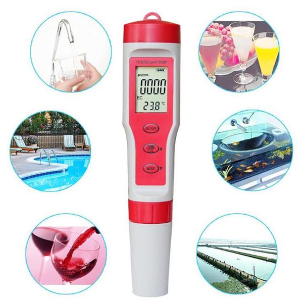 

meters tds ph meter ph/tds/ec/temperature digital water quality monitor tester for pools, drinking water, aquariums