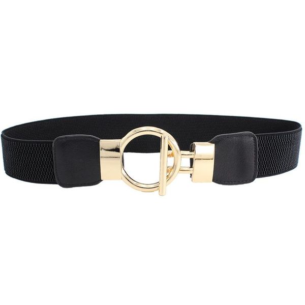 

belts fashion girl elastic belt dress skirt wide waist seal gold round buckle women's decorative, Black;brown