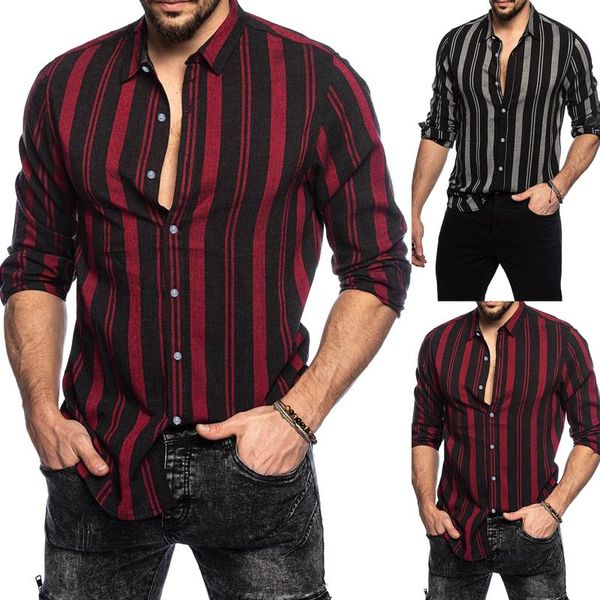 

men's casual shirts striped button shirt multicolor lapel cardigan free, White;black