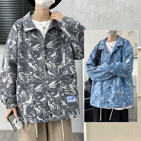 

2021 autumn men's korean fashion cool lapel et casual hip hop top, Black;brown