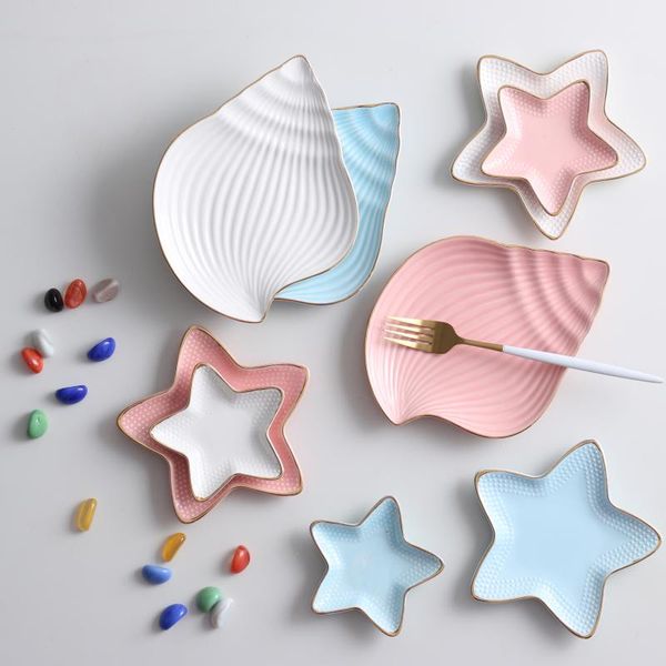 

dishes & plates creative ceramic various style star or conch small plate dessert fruit snack crafts gift for kitchenware lovers
