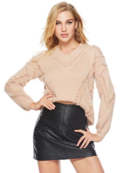 

women's sweaters 2021 autumn and winter furry pullover v-neck bottoming sweater, White;black
