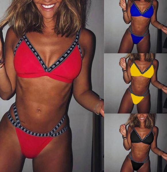 

bikinis set triangle bra swimsuit female swimwear low waist beachwear 4 colors bathing suit swimming for women two piece