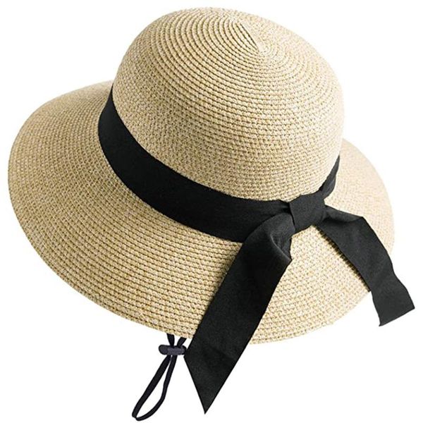 

wide brim hats summer beach sun hat outdoor women's sunshade oversized eaves sunscreen dome bowknot straw cap, Blue;gray