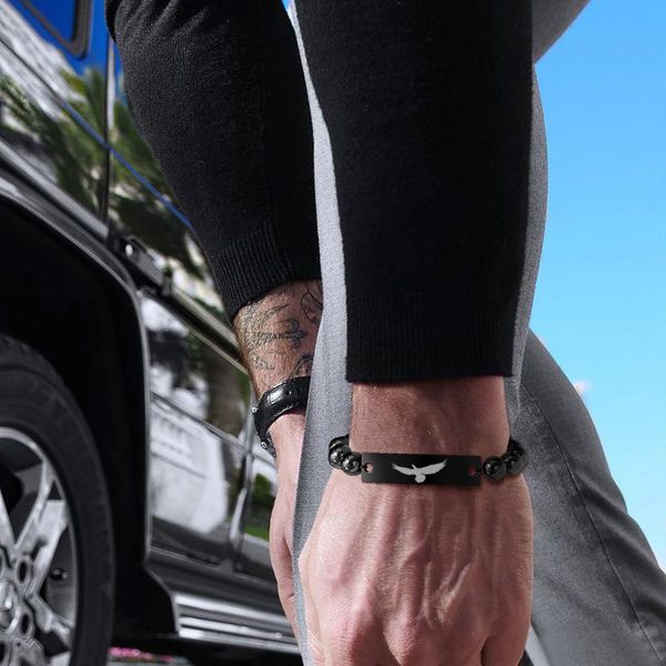 

link, chain black beads adjustable drawstring id bracelet for men tiger eye stone beaded bracelets