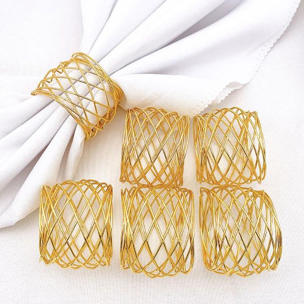 

napkin rings 1pc wide round gold metal cross hollow holder for table decoration 4cm