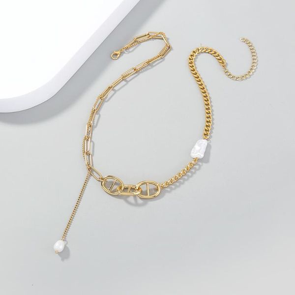 

chains selling short pearl clavicle chain unique creative design sense metal fashion all-match tassel necklace, Silver